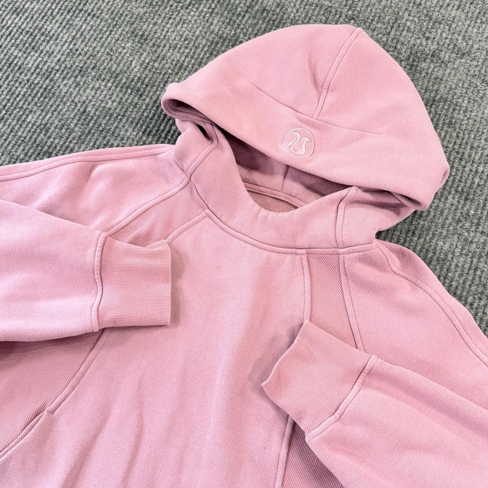 Lululemon Scuba Hoodie Womens XS/S Pink Fleece Pullover Thumbholes Raglan Logo - Picture 1 of 13